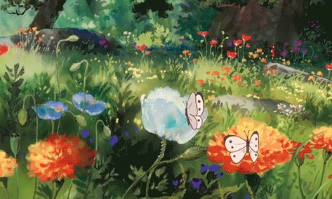 studio ghibli gifs Studio Ghibli, Butterflies, Trees, Gif, Yellow, Flowers