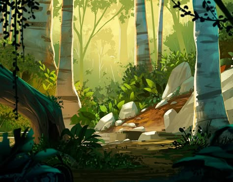 Forest Drawing, Environment Painting, Arte Peculiar, Forest Illustration, Background Drawing, Environment Art, Digital Painting Tutorials, Background Ideas, Forest Art