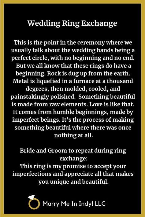 Wedding ceremony. Picking out a place for your wedding ceremony can be just as crucial as picking out the reception location. Ring Ceremony Wording, Meaning Of The Rings Wedding, Wedding Opening Words, Satanic Wedding Ceremony, Secular Wedding Ceremony Script, Non Religious Wedding Ceremony Script, Non Religious Wedding Readings, Officiant Readings, Secular Wedding Vows