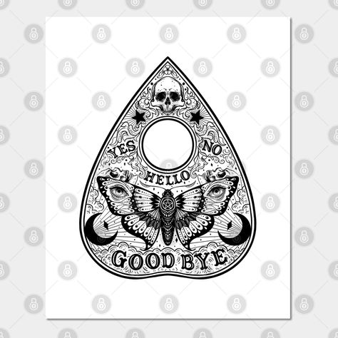 Ouija Planchette Board. Night Moth -- Choose from our vast selection of art prints and posters to match with your desired size to make the perfect print or poster. Pick your favorite: Movies, TV Shows, Art, and so much more! Available in mini, small, medium, large, and extra-large depending on the design. For men, women, and children. Perfect for decoration. Quija Board Tattoo, Superstitious Tattoo, Ouji Tattoos, Ouija Board Tattoo Design, Oujia Board Tattoos, Ouija Planchette Drawing, Ouji Board Tattoo, Planchette Drawing, Ouija Planchette Tattoo