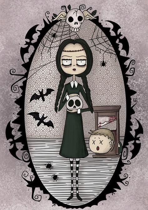 Adam Family Drawing, Addams Family Background, Wednesday Adams Illustration, Adams Family Drawing Easy, Addams Family Art, Wednesday Addams Cartoon, Creepy Cartoon, Addams Family Wallpaper, Wednesday Addams Art