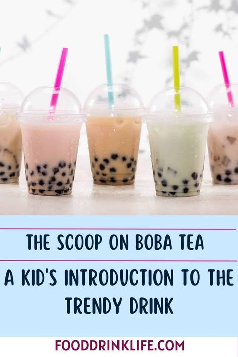 Discover what boba tea is with this kid-friendly introduction to the trendy drink. What Is Boba, Boba Bar, Boba Tea Recipe, Boba Recipe, Bubble Tea Flavors, Trendy Drinks, Bubble Tea Recipe, Fusion Restaurant, Boba Drink