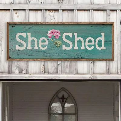 She Shed Signs Diy, Farmhouse She Shed, She Shed Art Studio, She Shed Signs, Quilt Room, Shed Signs, Image Transfers, Unique Farmhouse, Floral Wall Decor