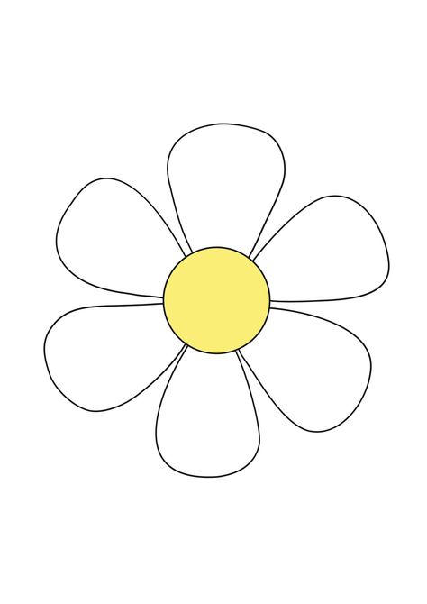 Daisy Outline Simple, Flower Patterns Template, Daisy Flower Outline, Daisy Drawings, Daisy Flower Illustration, Draw Daisy, Daisy Template, Daisy Cartoon, Daisy Outline