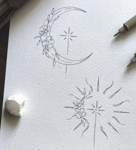 Tattoo Sonne, Thumb Tattoos, Cute Matching Tattoos, Matching Friend Tattoos, Women Drawing, Star Tattoo Designs, Moon Tattoo Designs, Geniale Tattoos, Sun Tattoos