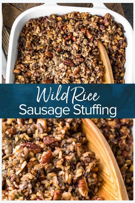 Wild Rice Stuffing Recipes, Rice Stuffing Recipes, Turkey Dressing Recipe, Stuffing Sausage, Rice Recipes Side, Best Stuffing Recipe, Sausage Stuffing Recipe, Easy Gravy Recipe, Wild Rice Recipes