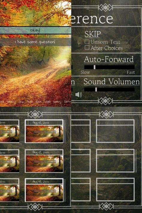 Download / Get your Free Renpy GUI Template / Free Visual Novel GUI Template now on Itch.io! Free version has all images to create all renpy screens and paid version contains a finished renpy project with some psd file let you customize ex. save/load screen, setting screen, title screen. etc. You can download the gui template now for free! Title Screen, Game Gui, Novel Games, Visual Novel, Game Design, Template Design, For Free, History, Movie Posters