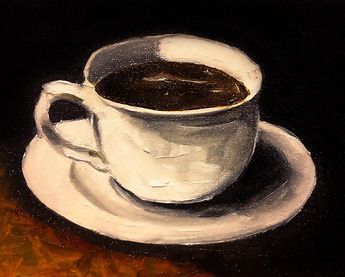 Coffee Mug Painting Canvas, Cup Of Coffee Painting Acrylic, Canva Paint Ideas, Cup Of Coffee Drawing, Cup Of Coffee Painting, Coffee Oil Painting, Oil Painting Coffee, Coffee Cup Painting, Draw Coffee