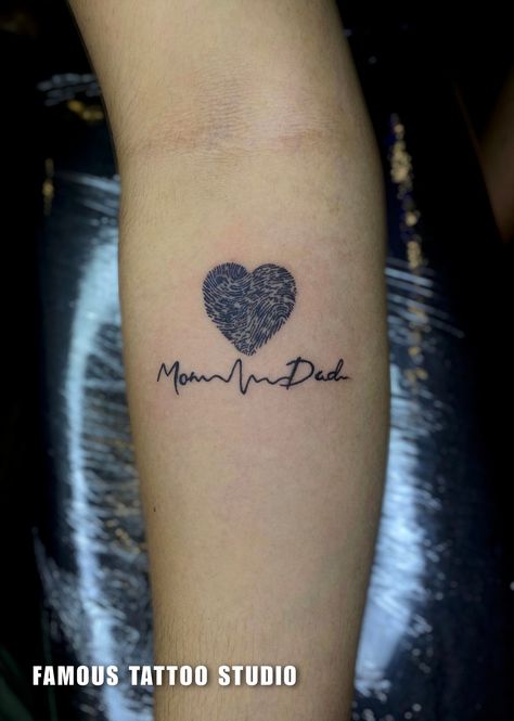 mom dad fingerprint tattoo design Mother And Father Tattoos, Finger Print Tattoo, Fingerprint Tattoo, Fingerprint Heart Tattoos, Mom Dad Tattoo, Fingerprint Tattoos, Mom Dad Tattoo Designs, Thumb Tattoos, Fingerprint Heart