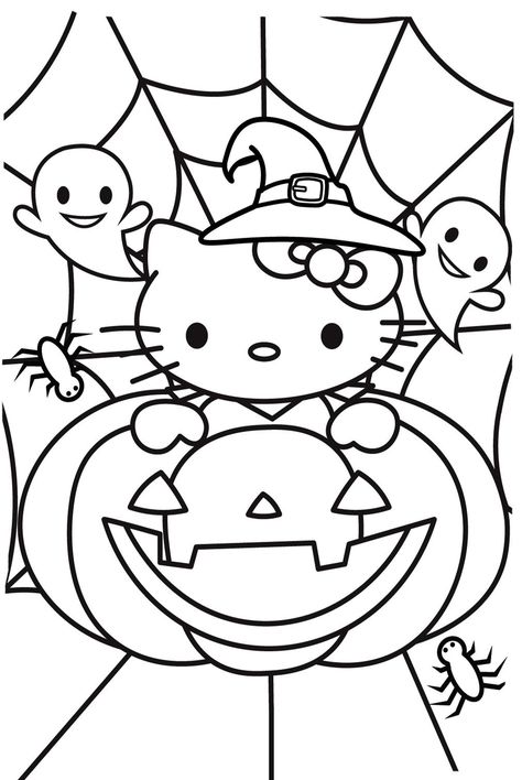 Coloring Pages Pumpkins, Coloring Pages Hello Kitty Halloween, Jack Skeleton Coloring Pages, Colouring Pages For Kids Halloween, Coloring Pages For Halloween, Coloring Pages Disney Characters, Hello Kitty Coloring Pages Halloween, Hello Kitty Drawing Halloween, Halloween Printable Coloring Pages