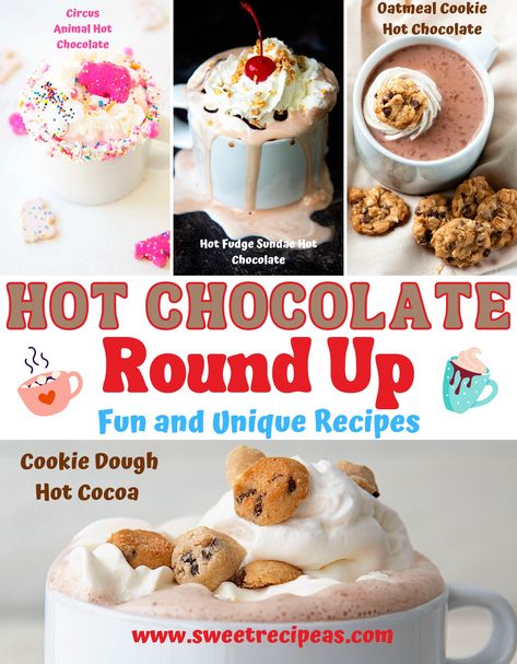 Hot Cocoa Recipes, Unique Hot Chocolate, Count Chocula Cereal, Gingerbread Hot Chocolate, Melted Ice Cream, White Chocolate Liqueur, Chocolate Apples, Hot Cocoa Recipe, Cookie Dough Ice Cream