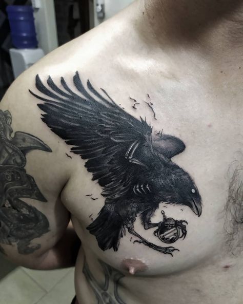 #Tattoos,crow tattoo Crow Tattoo For Men, Celtic Raven Tattoo, Black Crow Tattoos, Bird Skull Tattoo, Crow Tattoos, Crow Tattoo Design, Unusual Tattoo, Flying Tattoo, Crow Tattoo