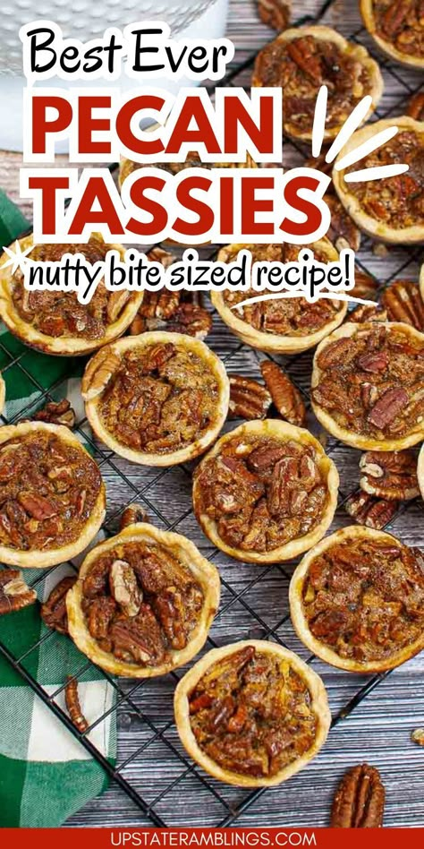 Best Ever Pecan Tassies Best Pecan Tassies Recipe, Pecan Pie Tassies Recipe, Mini Pecan Pie Tartlets, Pecan Pie Tassies, Mini Pecan Pie Bites, Nut Tassies Recipe, Teatime Tassies, Pecan Tassies Recipe Easy, Pecan Tassies Recipe Southern Living