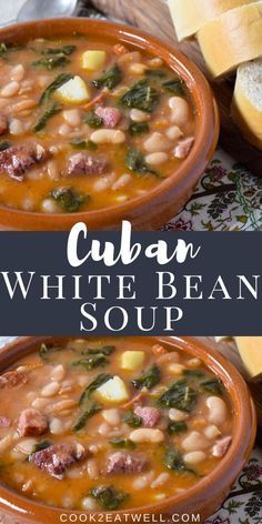 Spanish Soup, Beef Chorizo, Bean Soup Recipe, Cuban Cuisine, Cuban Style, Bean Soup Recipes, Hearty Soup, White Bean Soup, Smoked Ham