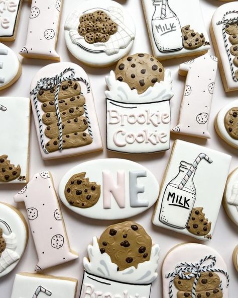 Jos Dough on Instagram: "Milk and cookies 🍪 🥛 . . . . . Oval and arch cutter by @6bittersweets . . . . . #milkandcookies #cookiesandmilk #milkandcookiesparty #cookiesandmilkparty #birthdaycookies #firstbirthdaycookies #customdecoratedcookies #sugarcookies #sugarcookiesofinstagram #sugarcookiedecorating #sugarart #cookies #cookiedecorating #cookiesofinstagram #decoratedcookies #decoratedsugarcookies #prettycookies #customcookies #royalicing #royalicingcookies #partyideas #marysvillewa #arlingt Milk And Cookies Second Birthday, Milk And Cookies Cookies, Cookie Baby Shower Theme, Milk And Cookies Bar, Milk And Cookies First Birthday, Royal Cookies, Baby Birthday Party Decorations, Cookie Birthday Party, First Birthday Cookies