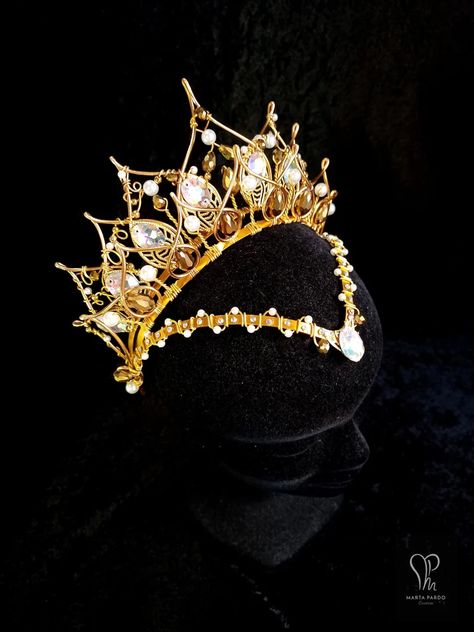 RESERVED Two Ballet Headpieces: RANIA & BLANCA gold Filigree | Etsy Spain Luxury Traditional Gold Headpieces, Luxury Gold Traditional Headpieces, Luxury Gold Ceremonial Headpieces, Zombie Knight, Fantasy Jewelry Headpieces For Prince, Crown Pics, Goddess Core, Luxury Gold Fantasy Headpieces, Ballet Crowns