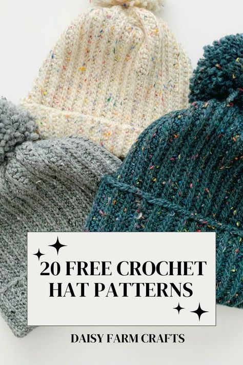 Crochet Hats Free Pattern Ladies, Beanie Pattern Free, Daisy Farm Crafts, Crochet Hat Patterns, Crochet Beanie Pattern Free, Crochet Adult Hat, Daisy Farm, Crochet Hat For Beginners, Crochet Baby Beanie