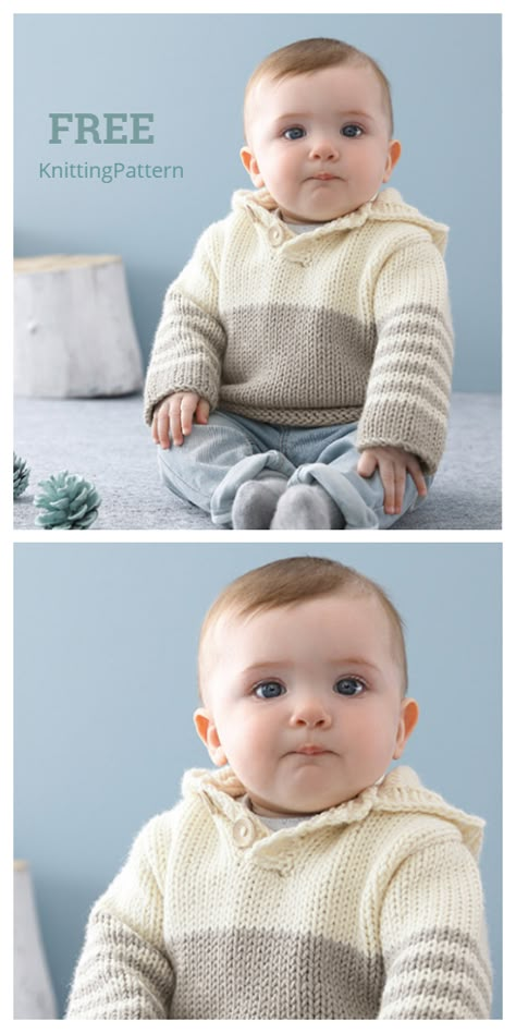 Easy Knit Baby Hooded Sweater Free Knitting Pattern - Knitting Pattern Baby Sweaters Pattern, Free Baby Sweater Knitting Patterns Boys, Little Boy Knit Sweater Patterns, Free Knitted Baby Sweater Patterns, Baby Sweater Knitting Pattern Boy, Baby Boy Cardigan Knitting Pattern Free, Baby Knit Sweater Patterns Free, Knit Sweater Baby, Easy Knit Baby Sweater