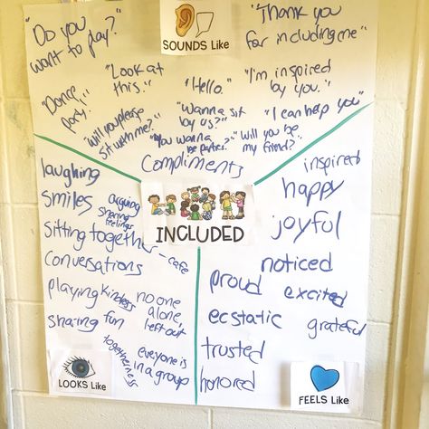 teaching inclusion anchor chart Classroom Diversity, Inclusion Activities, The Invisible Boy, Upper Elementary Activities, Teacher Career, School Counseling Activities, Class Meetings, Responsive Classroom, Counseling Lessons