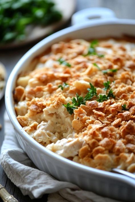 Treat yourself to the ultimate comfort meal with our delicious Ritz Cracker Chicken Casserole. This simple yet wholesome dish is sure to win over any crowd, and it's perfect for prepping in advance and freezing for those busy days. The crunchy Ritz cracker topping perfectly complements the creamy casserole, making it a beloved choice for families. Give our Ritz Cracker Chicken Casserole a try for a dinner that everyone will enjoy! Crispy Ritz Cracker Chicken, Cracker Chicken Casserole, Ritz Cracker Chicken Casserole, Ritz Chicken Casserole, Easy Baked Chicken Breast Recipes, Ritz Cracker Topping, Creamy Casserole, Ritz Chicken, Easy Baked Chicken Breast