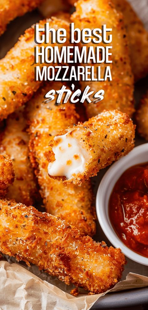 Homemade Mozzarella Sticks [30 Minutes] – Chasety Recipes For Dinner Fast And Easy, Homemade Mozerella Sticks, Yummy Homemade Recipes, Homemade Mozzarella Sticks Baked, Best Mozzarella Sticks Recipe, Mozzarella Stick Recipe, Homemade Mozzerella Stick, Yummy Dinner Recipes Easy, Easy Things To Make Homemade