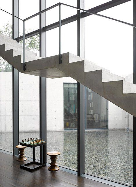 Casa Monterrey house in Mexico by Tadao Ando Ando Architecture, Architecture Concrete, Houses In Mexico, Concrete Architecture, Stairs Architecture, Concrete Stairs, Stair Case, Japanese Architect, Stair Handrail