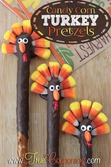 Thanksgiving Party Desserts, Turkey Pretzels, Thanksgiving School Party, Thanksgiving Gifts Diy, Chocolate Turkey, Dipped Pretzel Rods, School Party Favors, Turkey Farm, Turkey Cake