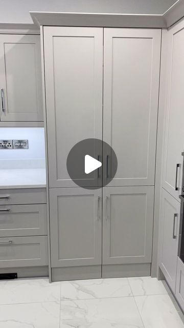 Inward Opening Pantry Door, Pantry Walk Through, Hidden Pantry Doors Walk In, Secret Door In Kitchen Hidden Pantry, Kitchen With Doors To Outside, Kitchen Interior Storage Cabinets, Secret Kitchen Pantry, Kitchen Next To Front Door, Hidden Corner Pantry