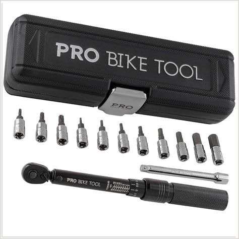 PRO BIKE TOOL 1/4 Inch Drive Click Torque Wrench Set   2 to 20 Nm   Bicycle Maintenance Kit for Road & Mountain Bikes - Inclu Pro Bike, Park Tool, Bike Tools, Bar Storage, Bicycle Maintenance, Torque Wrench, Wrench Set, Socket Set, Bike Shop