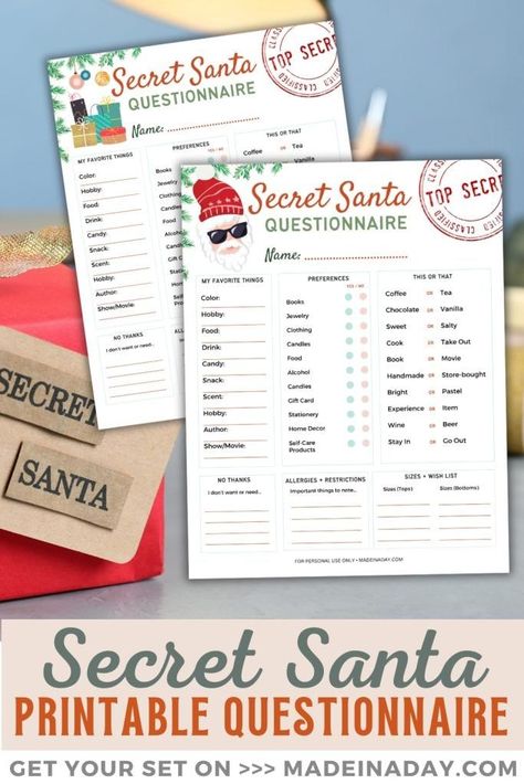 Take the guesswork out of gift shopping with our Secret Santa questionnaire printable. Discover the perfect gift and make this holiday season unforgettable. secret santa questions for coworkers, Secret santa questionnaire for adults, Secret santa questionnaire free printable, secret santa form printable Secret Santa Forms For Coworkers, Secret Santa Questionnaire Free Printable, Secret Santa Questionnaire Free, Favourites List Questions, Secret Santa Rules, Secret Santa Questionnaire Printable, Secret Santa Questions, Secret Santa Form, Santa Questionnaire