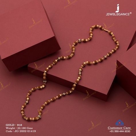 22K Plain Gold Handmade Chain (23.3 gms) - Plain Gold Jewellery for Men by Jewelegance (JG-2002-01419)  #myjewelegance #chain  #traditionalnecklace #rudraksh #rudrakshajewelry Gold Jewellery For Men, Rudraksh Mala, Rudraksha Jewelry, Jewellery For Men, Handmade Chain, Mens Gold Jewelry, Bridal Diamond Jewellery, Beads Chain, Bangles Jewelry Designs