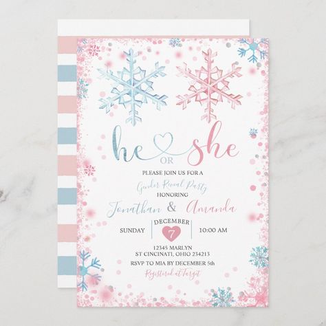 Snowflake Gender Reveal, Gender Reveal Fall, Gender Reveal Decor, Snowflake Invitations, Autumn Invitations, Gender Party, Gender Reveal Decorations, Gender Reveal Invitations, Happy Party