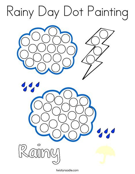 Rainy Day Dot Painting Coloring Page - Twisty Noodle Rainy Day Crafts For Kids Preschool, Rainy Day Preschool Activities, Rainboots Craft Preschool, Rain Drop Activities For Preschool, Rainy Day Crafts For Preschoolers, Raindrops Craft Preschool, Rain Crafts Preschool, Rainy Day Worksheets For Preschool, Rain Drop Printable