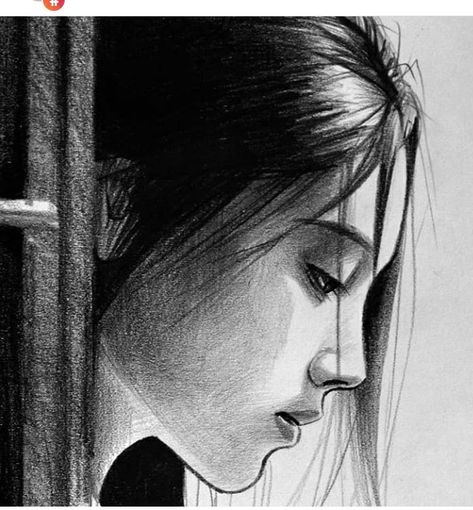 Alone girl felt very unhappy Alone Sketching, Realistic Flower Drawing, Memory Drawing, Canvas Art Gifts, Pencil Sketches Easy, Girl Face Drawing, Pencil Portraits, Children Sketch, Coloring Art