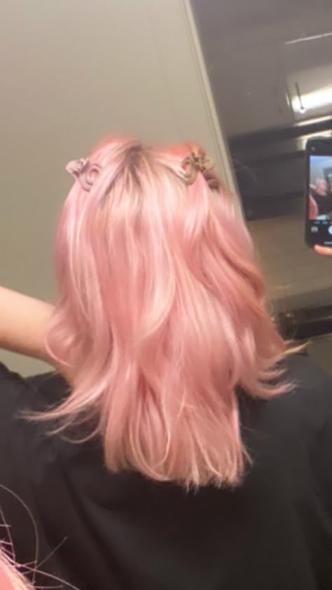 pink hair Light Pink Hair Brown Roots, Fluttershy Pink Hair, Pearl Pink Hair, Hot Pink Tips Hair, Cherry Blossom Pink Hair, Washed Out Pink Hair, Light Pink Hair Short, Pink And Light Brown Hair, Cute Pink Hairstyles