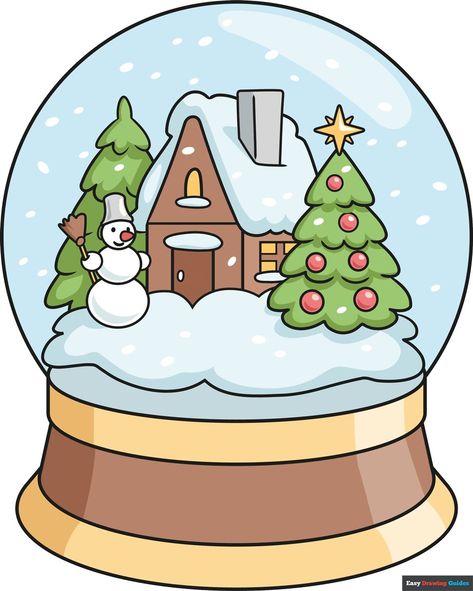 Learn How to Draw a Snow Globe: Easy Step-by-Step Drawing Tutorial for Kids and Beginners. See the full tutorial at https://easydrawingguides.com/how-to-draw-a-snow-globe/ . Snow Globe Drawing, Easy Snow Globes, Globe Drawing, Christmas Drawing Ideas, Xmas Drawing, Kids Globe, Christmas Wallpaper Iphone Cute, Winter Drawings, Christmas Tree Drawing