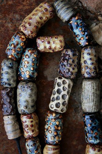 Marika Akilova, Iceland Beads | by marika-keramika Polymer Beads, Ceramic Necklace, Trade Beads, Polymer Clay Art, Ceramic Jewelry, Polymer Clay Beads, Ceramic Clay, Handmade Beads, Ceramic Beads