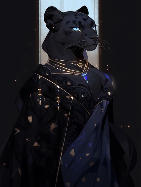 Tabaxi Black Panther, Black Tabaxi Female, Tabaxi Warlock Female, Panther Tabaxi, Panther Fursona, Panther Character Design, Black Tabaxi, Leonin Female, Tabaxi Female