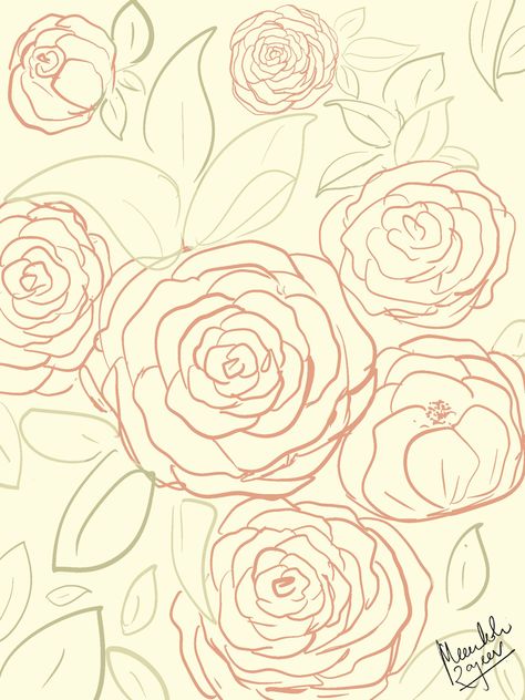 A digital drawing of a cluster of roses. Rose Cluster Drawing, Cluster Drawing, Roses Drawing, Digital Drawing, Roses, Drawings, Quick Saves, Art