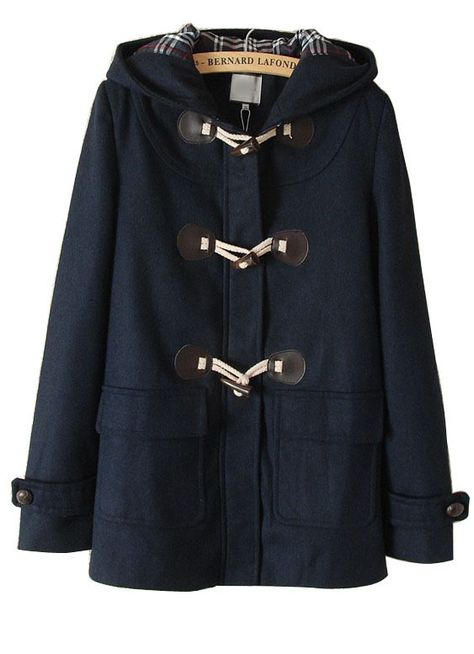 Navy Toggle Coat Toggle Coat, Duffle Coat, Padded Coat, Sweater Weather, Autumn Winter Fashion, Horn, Style Me, What To Wear, Winter Outfits