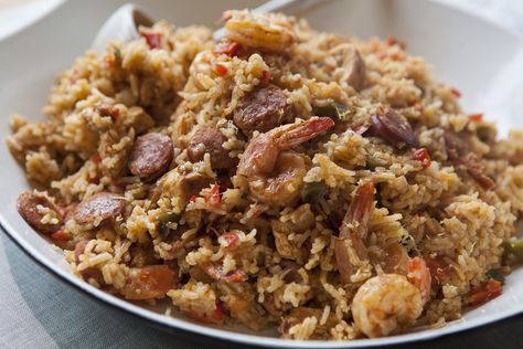 Cajun jambalaya is the love child of risotto and paella. The creaminess of the rice is similar to that of a well-made risotto, while the shrimp, andouille and chicken combination are reminiscent of paella. Crockpot Jambalaya Recipe, Cajun Jambalaya Recipe, Crockpot Jambalaya, How To Make Jambalaya, Seafood Jambalaya, Chicken Jambalaya, Chicken And Sausage Jambalaya, Cajun Jambalaya, Chicken Gumbo