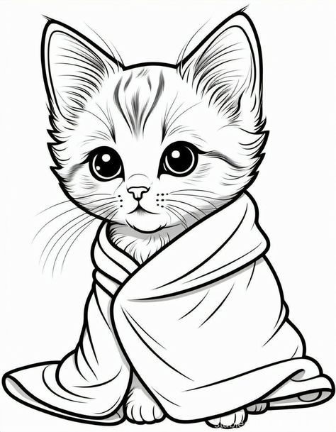 Sweet Drawings, Cat Coloring Book, Dog Coloring Page, Animals Friendship, Cartoon Sketches, Cute Animal Drawings Kawaii, Cat Coloring Page, Art Drawings For Kids, Cute Coloring Pages