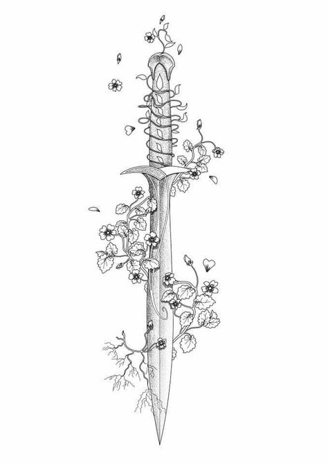 Lotr Sting Drawing, Hobbit Sting Tattoo, Sting Tattoo Hobbit, Floral Lord Of The Rings Tattoo, Sting Lord Of The Rings Tattoo, Lord Of The Rings Sting Tattoo, Small Lotr Tattoo Simple, Lotr Sting Tattoo, Lotr Spine Tattoo