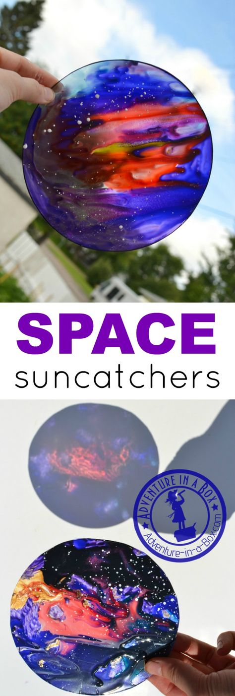 Clear Glue Suncatchers, Space Suncatchers, Diy Starry Night, Space Inquiry, Space And Earth, Space Art Projects, Space Crafts For Kids, Space Camp, Glass Suncatchers