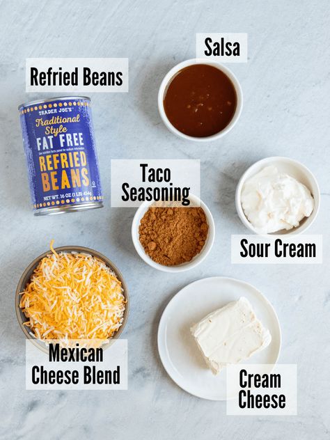 Refried Bean Dip Easy, Taco Bean Dip, Hot Bean Dip, Refried Bean Dip, Refried Bean, Game Day Appetizers, Delicious Appetizer Recipes, Mexican Cheese, Bean Dip