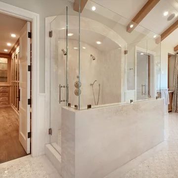 Half Wall Shower, Shower Design Ideas, Open Bathroom, Small Space Interior Design, Double Shower, Dream Bath, Master Shower, Bathroom Closet, Bathroom Redo