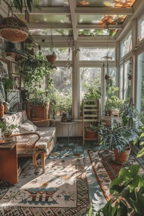 Reading Sunroom, Sunroom Aesthetic, Tiny Sunroom, Indoor Sunroom Ideas, Plant Sunroom, Boho Sunroom Ideas, Small Sunroom Ideas, Boho Sunroom, Arizona Room