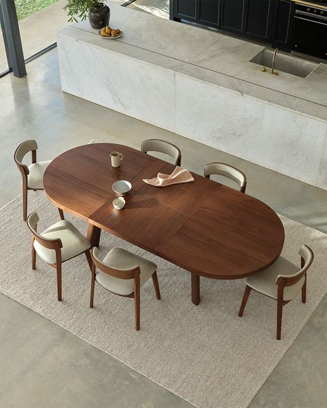 Would you rather an oval or rectangular dining table? The King Living Dining Collection has sizes and shapes for every space.⁣ ⁣ Discover the NEW Heritage Oval Extension Dining Table. The latest addition to the collection is available online and coming to showrooms soon. Select from four signature timber finishes. ⁣ Explore Heritage Dining - link in bio.⁣ ⁣ Featuring ⁣ Heritage Oval Extension Dining Table in American Walnut ⁣ Heritage Extension Dining Table in Natural Oak ⁣ Magnolia Dining Ta... Latest Dining Table Designs, Modern Oval Dining Table, Latest Dining Table, Future Shop, Dining Ideas, County House, Extension Dining Table, Oval Table Dining, Dining Table Design