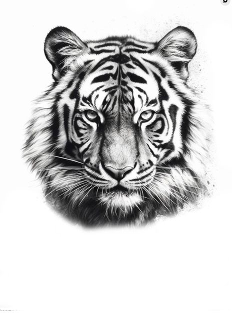 Tiger Tattoo Face, Tigers Face Tattoo, Tiger And Face Tattoo, Black And Grey Tiger Tattoo, Half Tiger Face Tattoo Design, Tiger Portrait Tattoo, Tiger Face Tattoo, Tiger Head Black And White, Tiger Head Tattoo