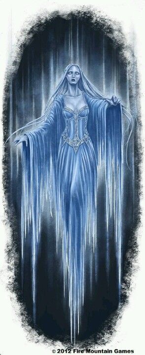 Blue banshee, I could be this ghostly, but since im enchanted...  very rare to see me full blown specter. Mythological Creatures, Mystical Creatures, Gothic Art, Fanarts Anime, Gods And Goddesses, Dark Fantasy Art, Fantasy Creatures, Mythical Creatures, Dark Art